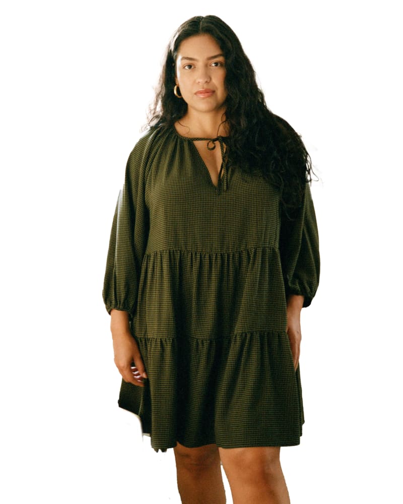 Front of a model wearing a size 2X Phoenix Dress in Hunter by Whimsy and Row. | dia_product_style_image_id:282547